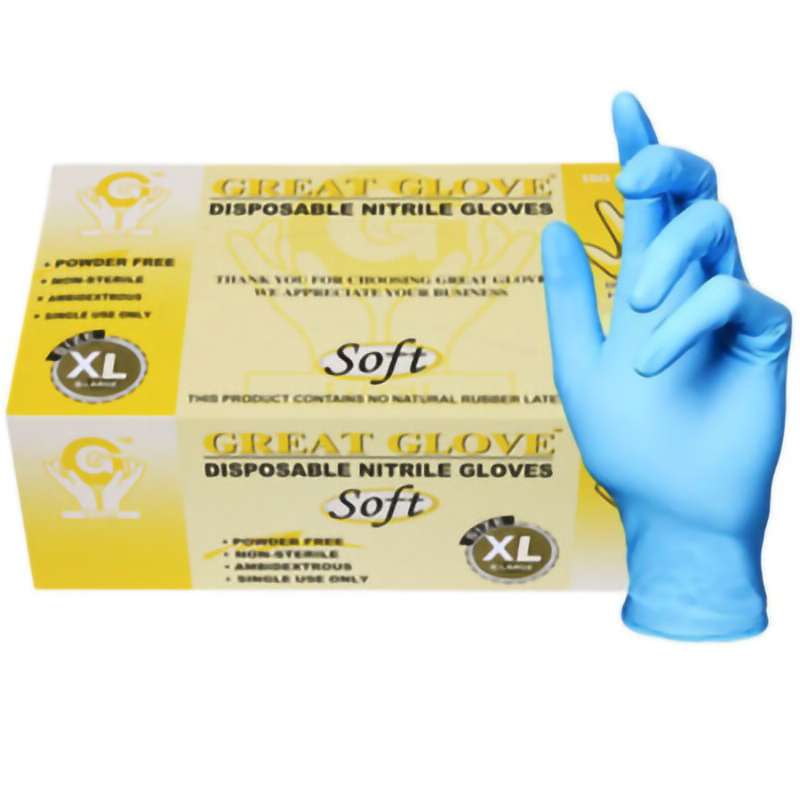 Nitrile Gloves, Powder-Free, Fingers Textured, 4.5mil, Blue, X-Large, 100/Box